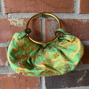 Kate Spade Green and Gold Floral Women's Micro Bag